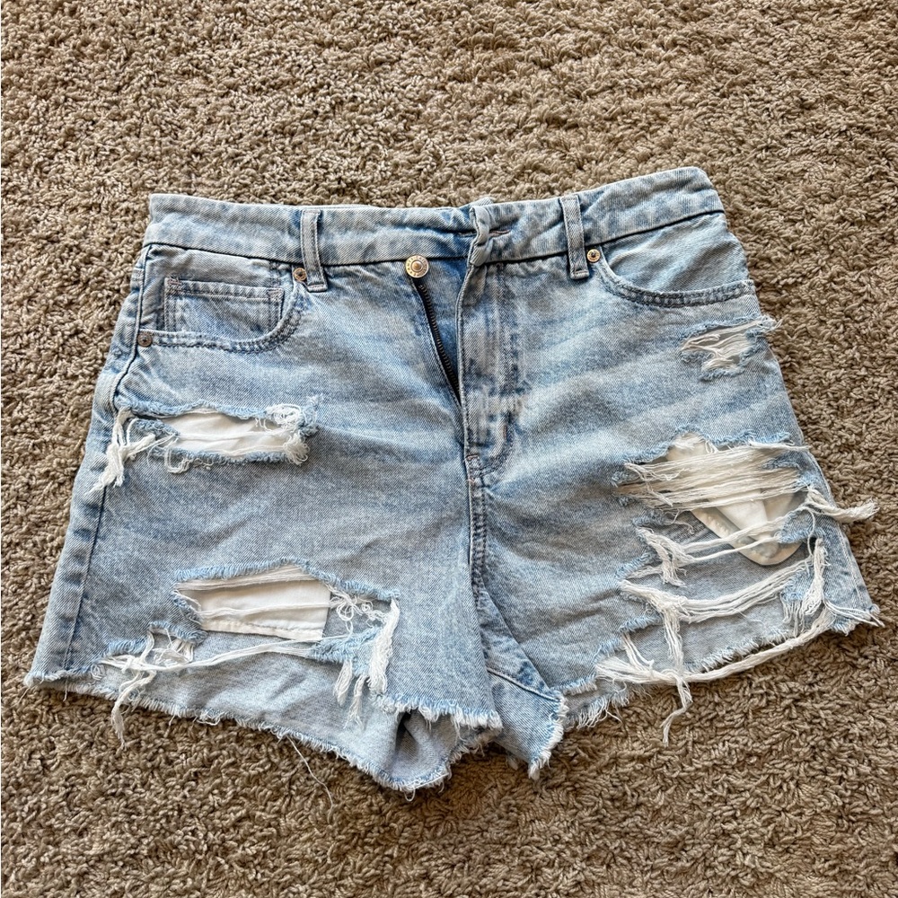 American Eagle Outfitters Ripped Light Blue Jean Shorts